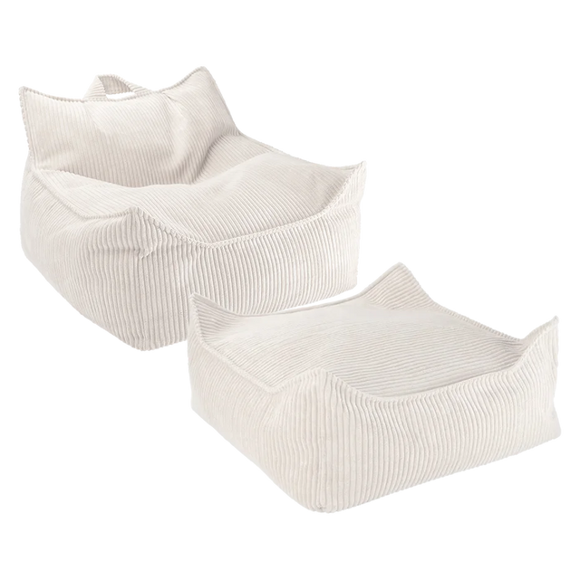 Silla de bolsa de frijoles de malvavisco y otomano