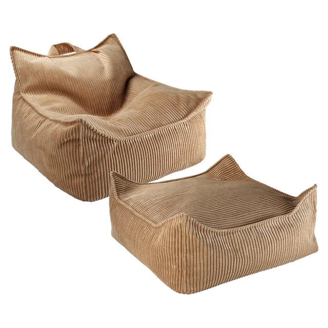 Silla de bolsas de frijoles de toffee y set otomano