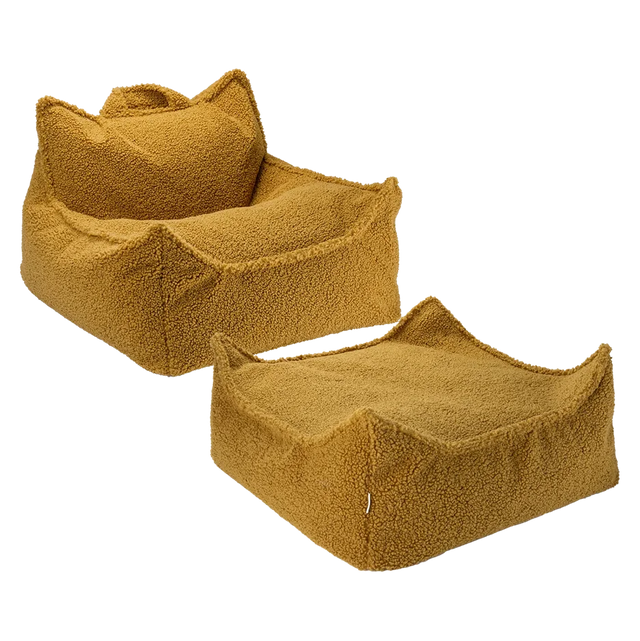 Silla de bolsas de frijol de arce y set otomano