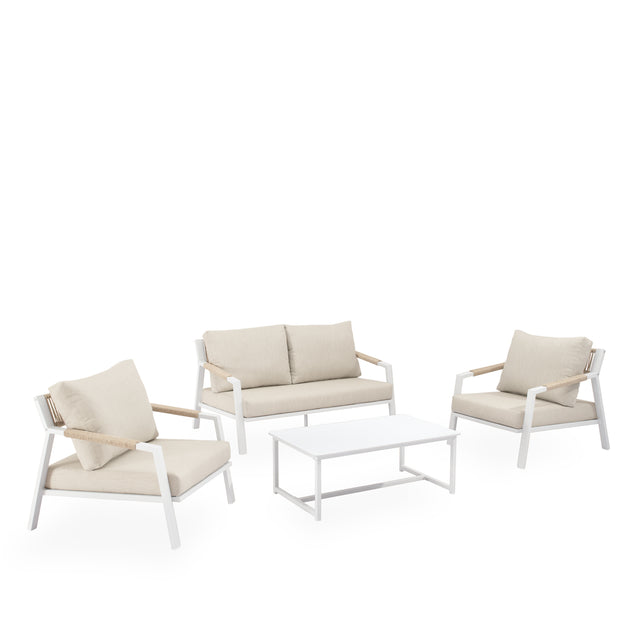 Conjunto de jardín Muscat Beige | Sofá + Sillones + Mesa Centro