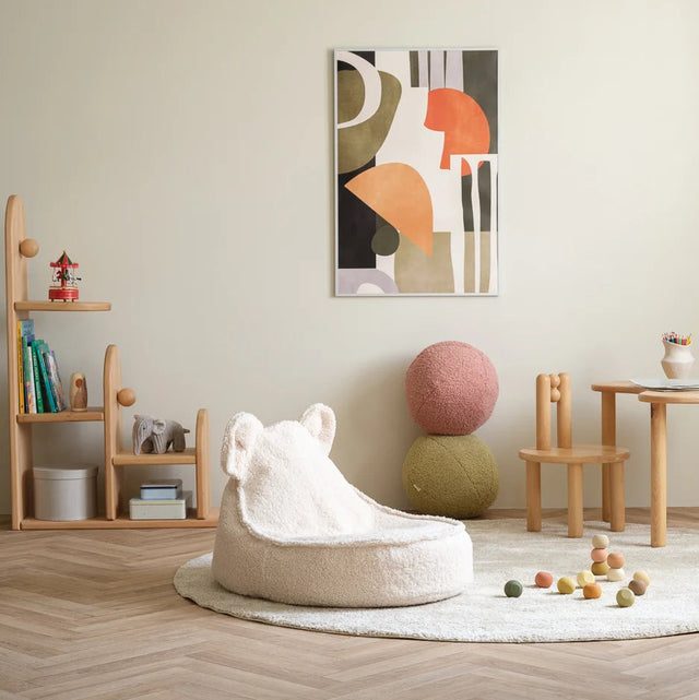 Mochila de frijoles de oso blanco crema