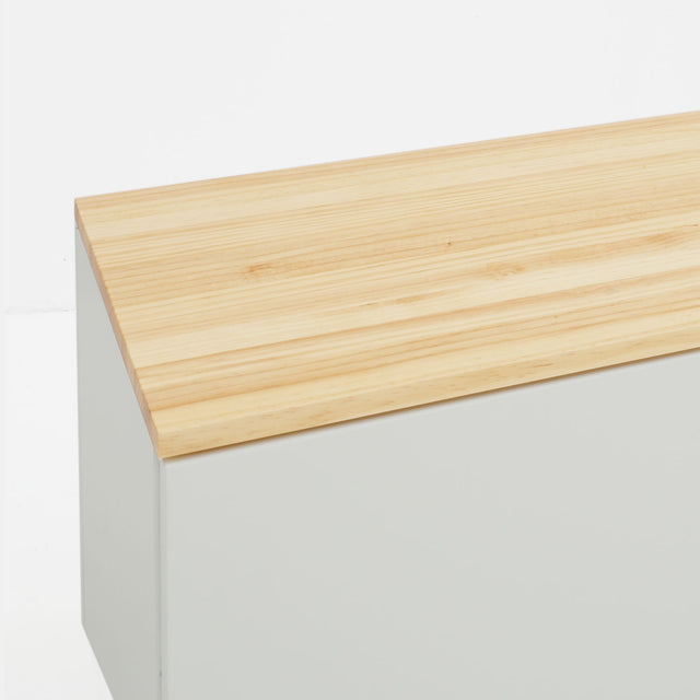 Vista detalle mueble TV Nolla 200 cm Blanco Perla Slowdeco