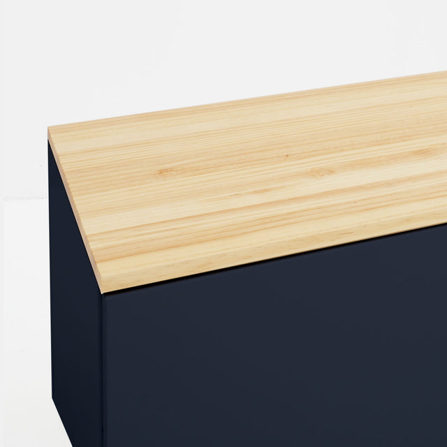 Vista detalle mueble TV Nolla 200 cm Gris Antracita tabla tapa de madera de pino Slowdeco