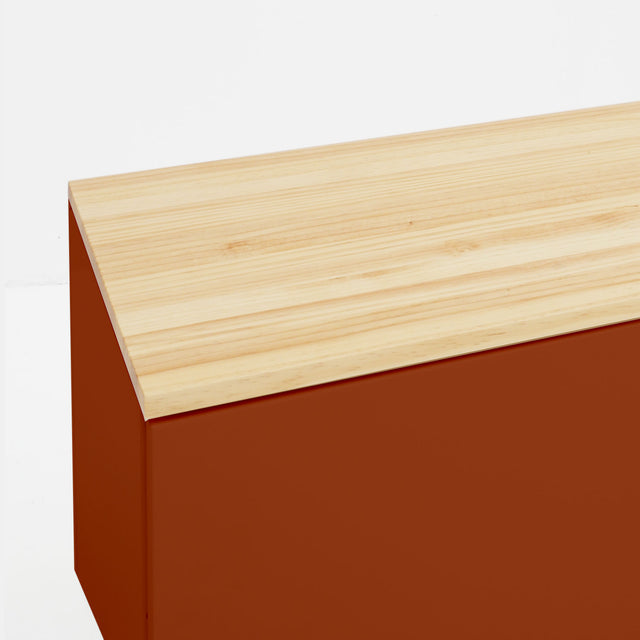 Vista detalle mueble TV Nolla 200 cm Teja tapa madera madera Slowdeco