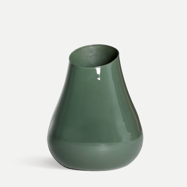 Vista frontal Jarrón Esperanza en vidrio color verde Kodu Homedesign Slowdeco