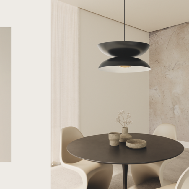 Vista frontal Lámpara colgante Yoy acabado en metal color negro comedor Aromas del Campo Slowdeco