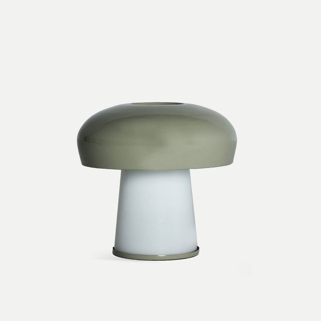 Vista frontal Lámpara de Sobremesa Cortona Vidrio en color blanco combinado con el color verde Kodu Homedesign Vical Slowdeco