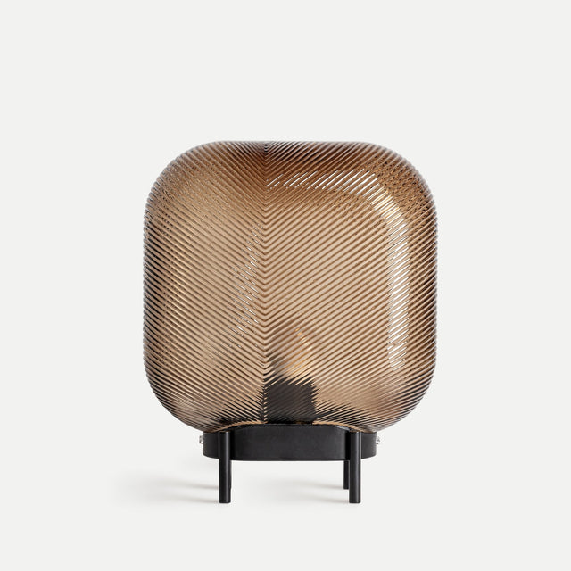 Vista frontal Lámpara de Sobremesa Zaria Vidrio en color ámbar con acabado traslúcido Kodu Homedesign Vical Slowdeco