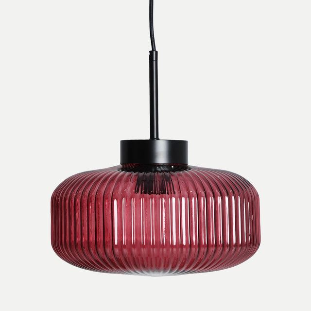 Vista frontal lámpara de Techo Elba en vidrio granate Kodu Homedesign Slowdeco