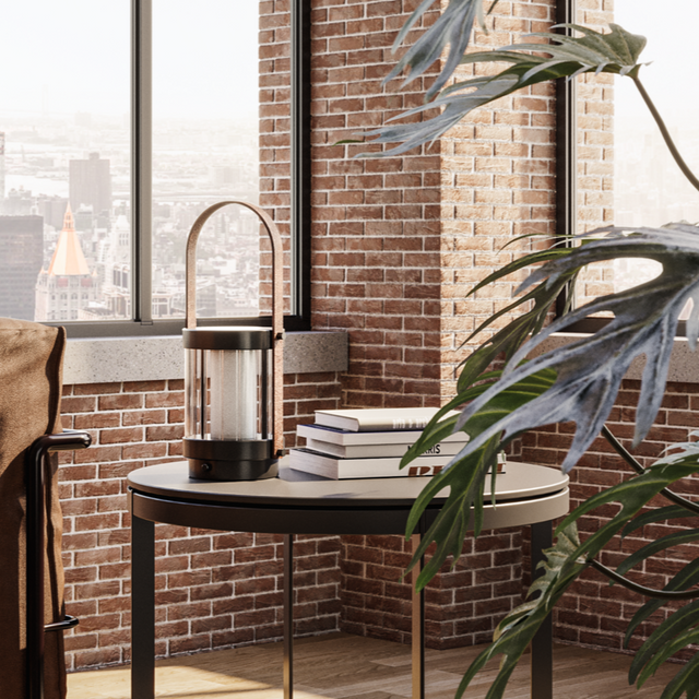 Vista frontal Lámpara sobremesa portátil Baly salón comedor Aromas del campo Slowdeco