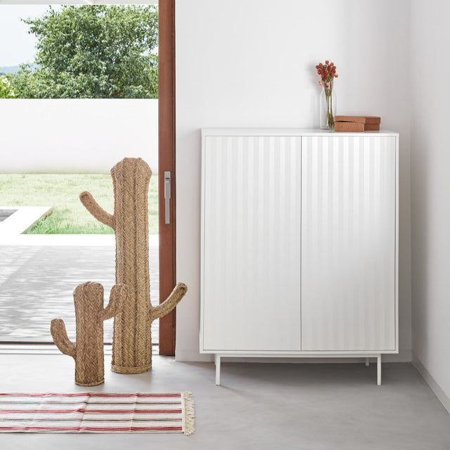 Vista frontal Mueble Auxiliar Sierra 97 cm Blanco entrada comedor salón Teulat Slowdeco