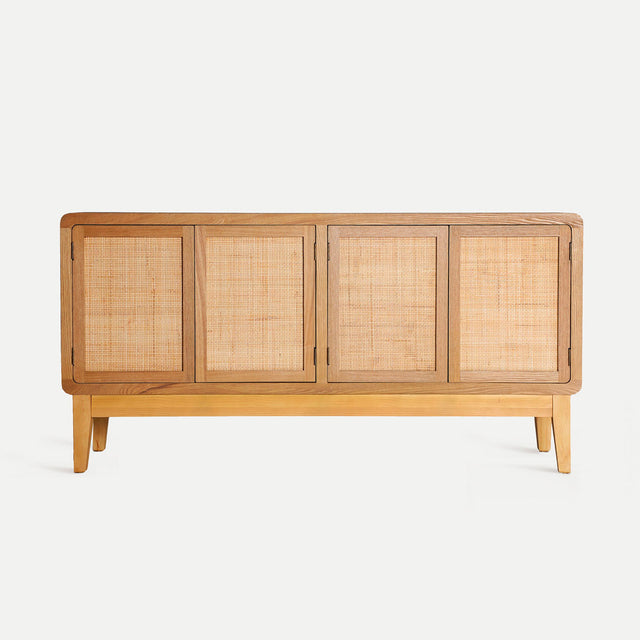 Vista frontal Mueble TV Doazit 160 cm Abeto 4 puertas Kodu Homedesign Slowdeco