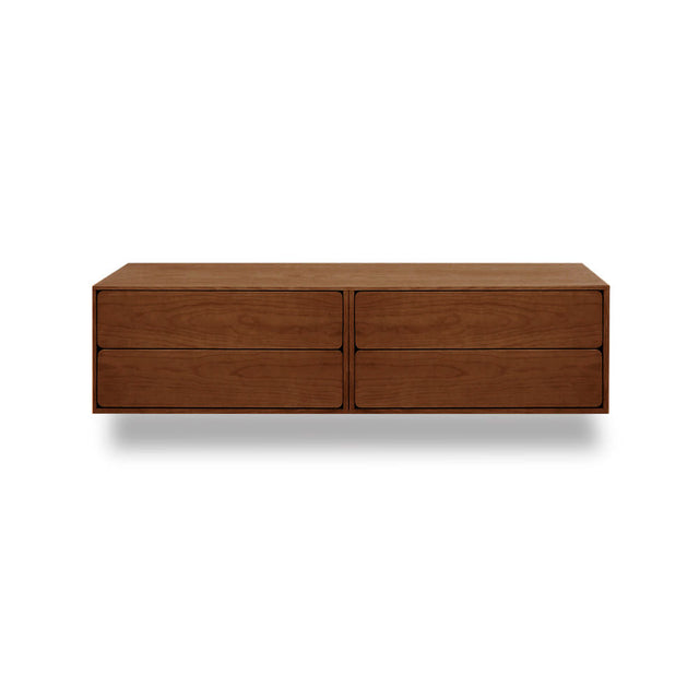 Vista frontal Mueble TV Penxat 160 cm Nogal 4 cajones colgado pared Slowdeco