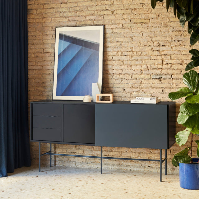 Vista frontal aparador Nube 180 cm Gris Antracita salón Slowdeco