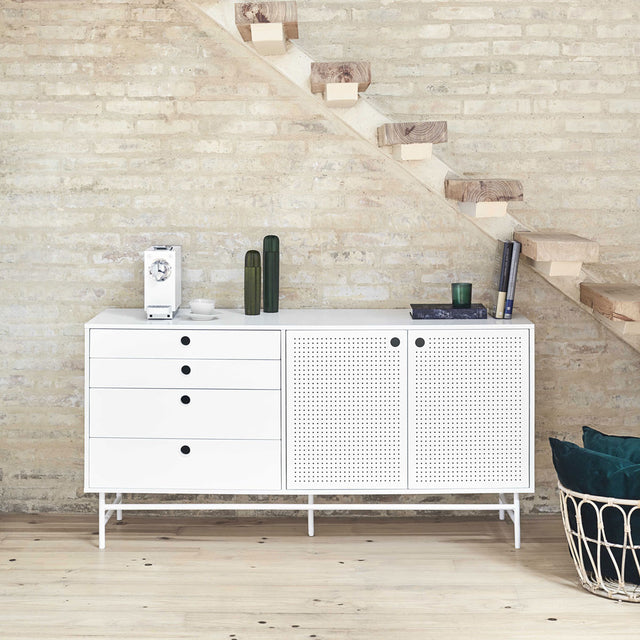 Vista frontal aparador Punto 150 cm Blanco salón comedor Slowdeco