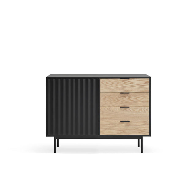 Vista frontal aparador Sierra 108 cm Negro Roble Slowdeco