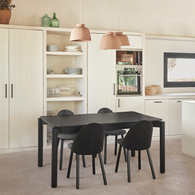 Vista lateral Mesa de Comedor Rectangular Atlas 180 cm lacada Negra cocina Teulat Slowdeco