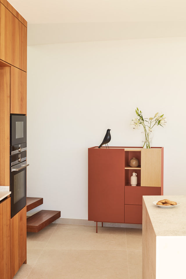 Vista lateral Mueble Auxiliar Otto 100 Roble Teja cocina Teulat Slowdeco