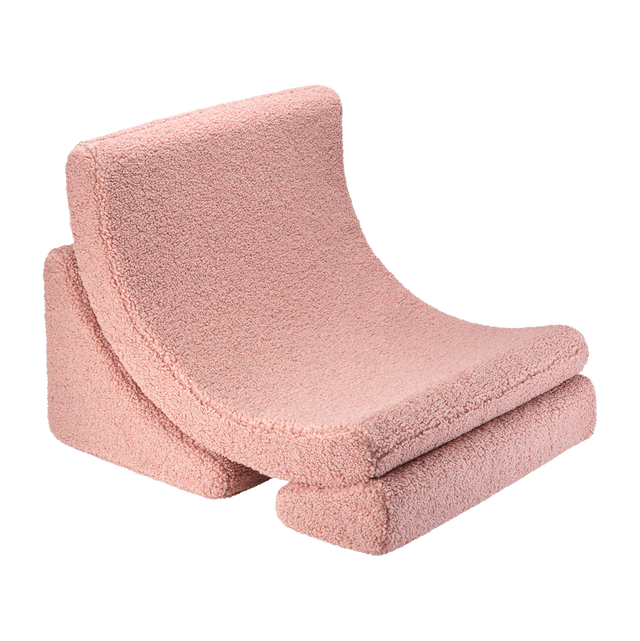Vista lateral Sillón infantil de borreguillo Luna Rosa Wigiwama Slowdeco