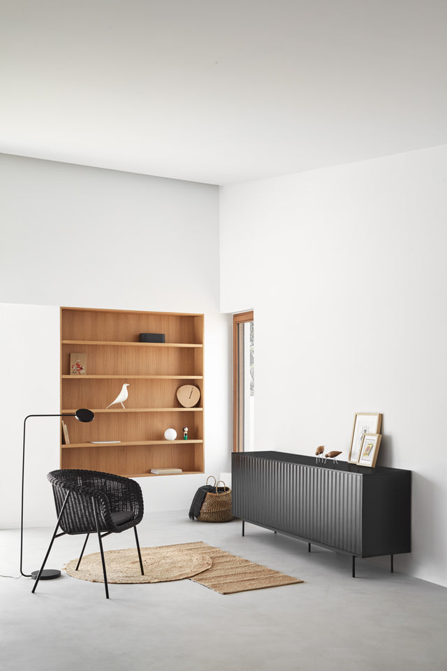 Vista lateral aparador sierra 210 cm negro comedor salón Teulat Slowdeco