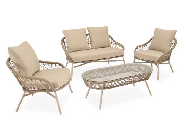 Conjunto de Jardín Salónica Beige | Sofá & Sillones & Mesa Centro