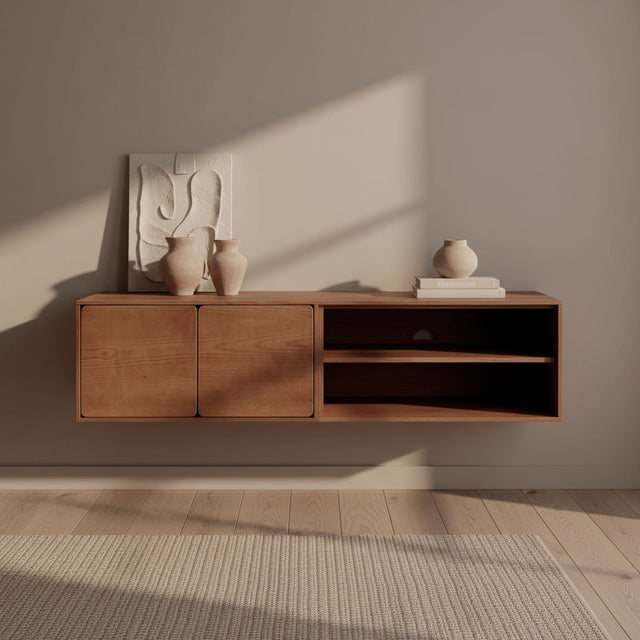 Mueble TV Flotante Penxat 160 Natural - 2 Puertas 1 Balda