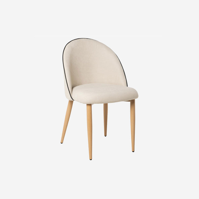 Silla tapizada beige madera Curvy Som Casa