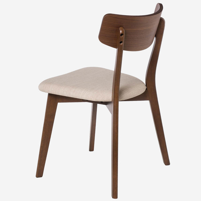 Silla nogal tapizada beige Julia Som Casa