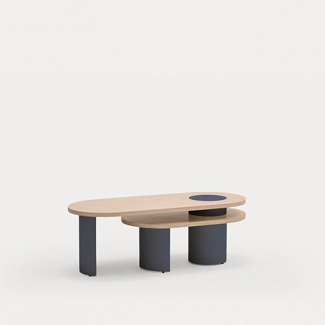 Mesa de Centro Ovalada Nori 95 Fresno & Azul