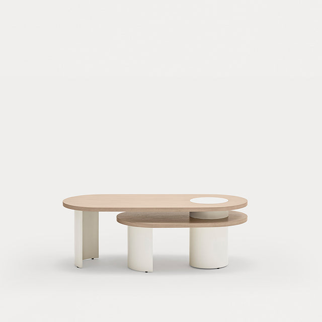 Mesa de Centro Ovalada Nori 95 Fresno & Crema