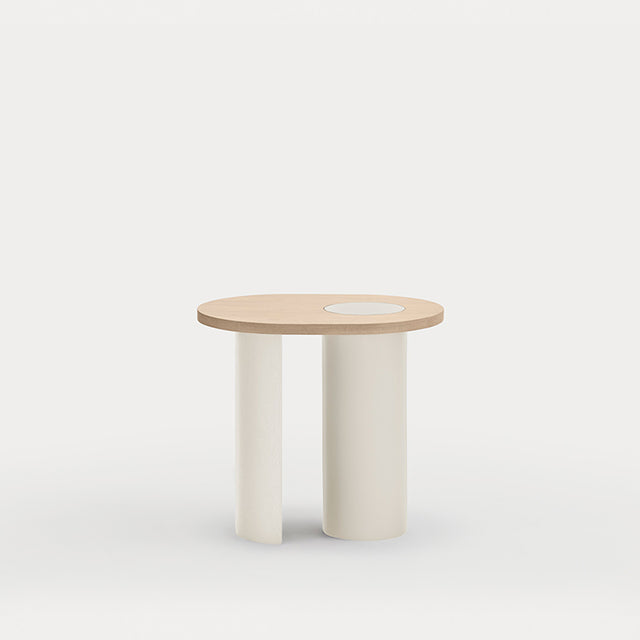 Mesa Auxiliar Ovalada Nori 60 Fresno & Crema