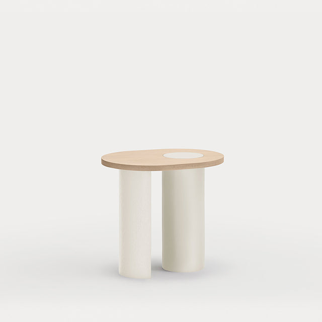 Mesa Auxiliar Ovalada Nori 60 Fresno & Crema