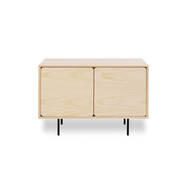 Vista frontal Mueble Auxiliar de 80 cm Natural Nórdico Con 2 Puertas Apoyado sobre patas de metal Slowdeco