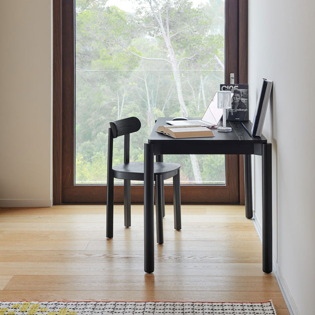 Vista lateral Escritorio rectangular Atlas 136 Madera Negra Estudio Comedor Teulat Slowdeco