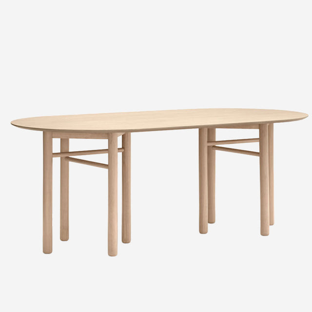 Vista lateral Mesa de Comedor Ovalada Junco 200 cm Fresno natural Teulat Slowdeco
