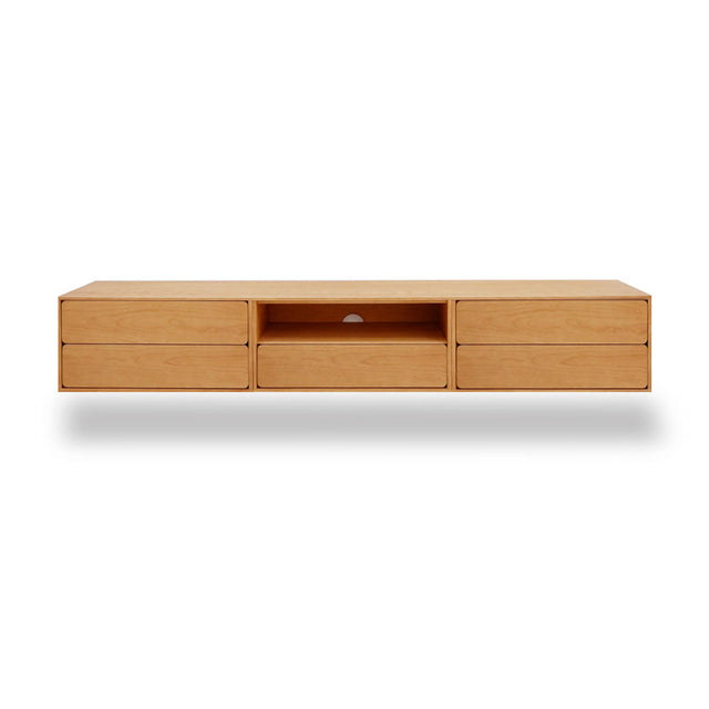 Mueble de TV de 240cm personalizado Roble Natural Cajones Extraíbles / Cajón Extraible / Cajones Extraíbles Colgado a Pared Slowdeco