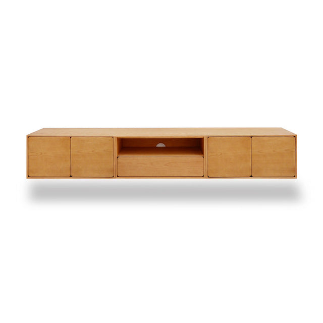 Mueble de TV de 240cm personalizado Roble Natural Puerta Abatible / Cajón Extraible / Puerta Abatible Colgado a Pared Slowdeco