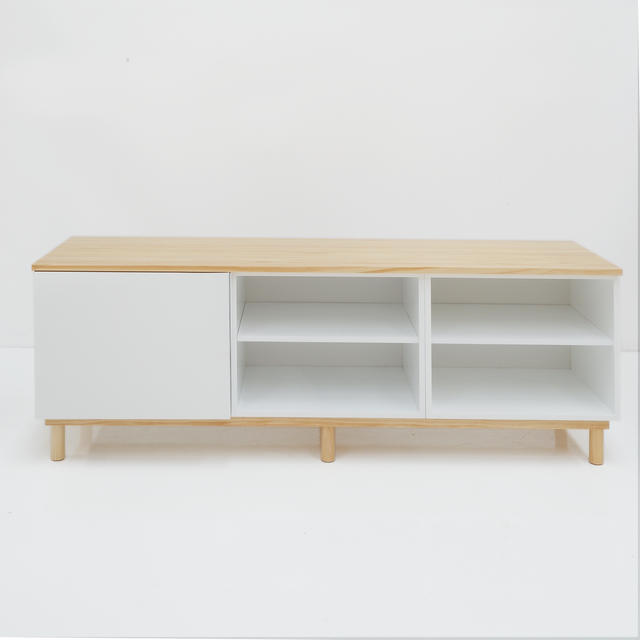 Mueble tv Nolla 150cm blanco estanteria Slowdeco