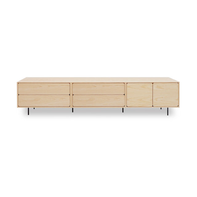 Mueble de TV de 240cm personalizado Natural Nórdico Cajones Extraíbles / Cajones Extraíbles / Puerta Abatible Apoyado sobre patas de acero Slowdeco