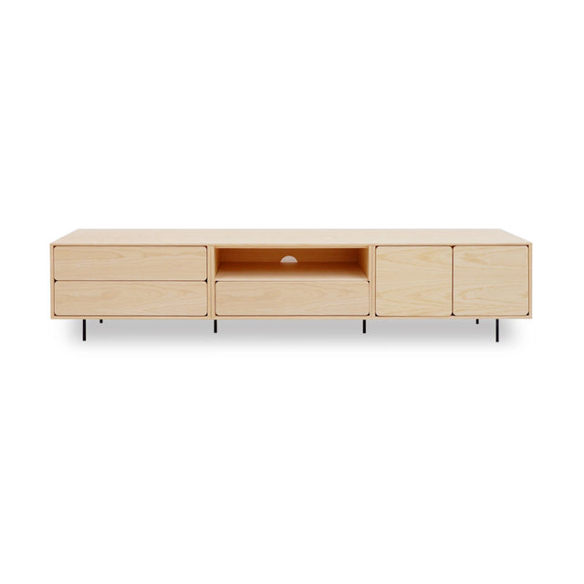 Mueble de TV de 240cm personalizado Natural Nórdico Cajones Extraíbles / Cajón Extraible / Puerta Abatible Apoyado sobre patas de acero Slowdeco