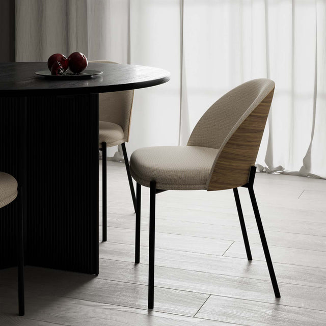 Curvy black upholstered chair