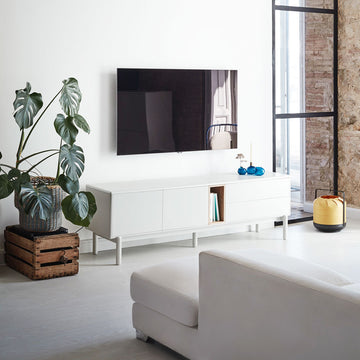 Mueble de television estilo nordico. Mueble tv blanco – Slowdeco