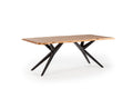 Mesa de comedor rectangular Mudri 200 cm Acacia patas metálicas, vista lateral izquierda