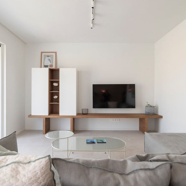 Mesa de Centro Ovalada Nix 120 Vidrio & Crema