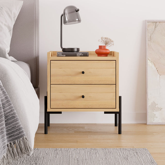 White Nightstand 2 Drawers