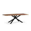 Mesa de comedor rectangular Anuri 220 cm Acacia patas metálicas, vista lateral izquierda