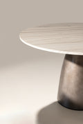 Mesa de comedor redonda Amal 130 cm Mármol blanco, vista lateral derecha