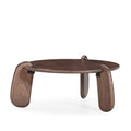 Mesa de centro redonda Tamira 80 cm Nogal, vista lateral izquierda