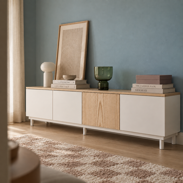Nolla 200 Cream & Wood TV Unit
