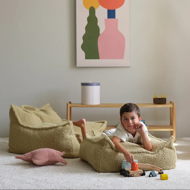 Silla de bolsas de beans y set otomano